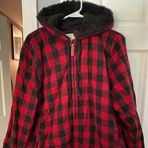 L.L. Bean plaid flannel Sherpa lined zip up.